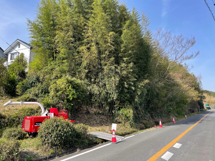 木津川市の特殊伐採｜道路沿いに生い茂った竹林を敷地内から安全に伐採 - Before